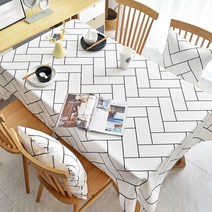 데일리라이프 디자인 방수 식탁보 테이블보, 사선체크, 130x180cm(4인)