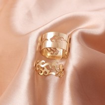 순금쌍가락지 락 힙합 체인 링 여성 멀티 레이어 조절 오픈 핑거 세트 남자 애인 커플 나비 파티 선물 쥬얼리