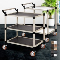 2단/3단 학교 수업 연구실 실험실 카트 그릇수거 호텔 모텔 급식카트 식당, 1개, 일반형 내츄럴오크 2단 대