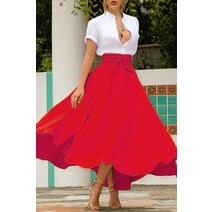 패션왕 패션 여성 숙 녀 솔리드 컬러 붕대 Pleated 칵테일 파티 높은 허리 여름 주머니와 라인 스커트