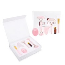 괄사 괄사마사지기 Y존괄사6개/대 로즈 옥 롤러 구아 샤 세트 페이스 브러쉬 천연 석영 스크레이퍼 스톤 마, 02 6 in 1 set