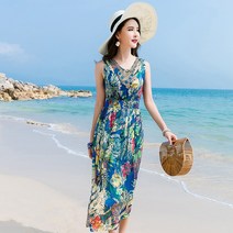 여름 비치 보헤미안 원피스 여성복 명원 패션 트렌드 롱스커트 플라워 스커트 실크파-99517