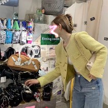 DFMEI 추동 여성 코디 긴팔 숏 모직 코트