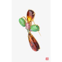 [나스첸카] 사랑스런 앙오 _ 호박브로치 터키석브로치 부모님 선물