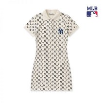 MLB 엘벨비 스커트 여성 모노그램 반팔원피스 오버핏 티스커트 카라원피스