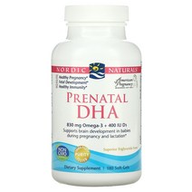 Nordic Naturals 임산부용 오메가3 태아 건강 임신했을 때 DHA 무맛 삼키기 쉬운 180정, 360정