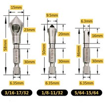 디버링툴 도카운터 싱크 비트 디버링 드릴 태퍼 홀 커터 핸드 툴 목재 금속 플라스틱 모따기, 01 3PCS