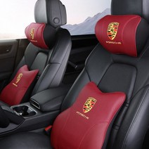 리모유통 포르쉐 차량용 3D 메모리폼 목쿠션 등받이 목배게 헤드쿠션 세트구매가능, 등쿠션레드, 1개