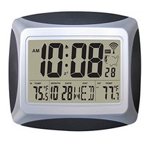 Tempus Digital Atomic Wall or Desk Clock LCD Screen with Outdoor Temperature Transmitter 7”x10” B, 1