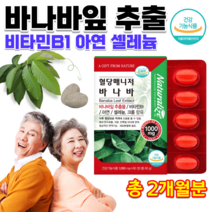 식약처인정 바나바잎 중년 식후 혈당 관리 낮추는 도움 에좋은 식품 홈쇼핑 약국 바나나잎 바나바 리프 예비아빠 60대 70대 80대 할아버지 할머니 어르신 영양제 알약 정 2개월분, 1000mg 60정