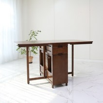 벤트리 벤느 원목 접이식 4인용 확장형 식탁 테이블 (브라운), 테이블 1ea + 의자 2ea