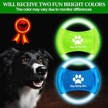 강아지원반 vpcoikpza 2 pcs 개 비행 디스크 개 장난감은 어두운 비행 접시에서 빛납니다 소형중형대형 개 훈련 반지 던지기 잡기 개를위한 비행 장난감 잡기를위한 떠 개