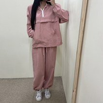 VANANA2 여성 비비드 아노락 후드 스트링 조거 팬츠 트레이닝 세트 6color