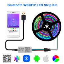 스마트 와이파이 전원 스트립 USB 스트랩 LED 별 주소 지정 가능 RGB 라이트 블루투스 컨트롤러 케이블 키트 IP65 방수 SP110E 30 60 144LED DC5V WS2, 8.Black PCB - 2m 30 IP67 Kit