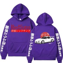 brf 후드티 Mazda RX7 남녀공용 애니메이션 프린트 후디 스웻셔츠 패셔너블 스트리트웨어 이니셜 D JDM
