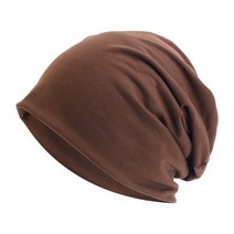 남녀공용 비니 코튼 모자 신축성 캐주얼 단색 슬루시 케모 캡 가을 겨울, Coffee