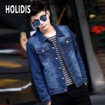 HOLIDIS 데님 코트 남성 캐주얼자켓 봄가을 긴팔코트 슬림 빅사이즈 데님자켓 자켓 코트