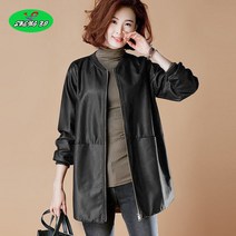 SHENGBO롱 인조가죽 코트 여성 캅스 가죽 자켓 빅사이즈 99++ 아우터 레더 점퍼 라이더 오버핏 봄 가을002BK914