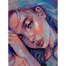 올레보 액자 캔버스형보석십자수 Diy세트 라운드 비즈 핫 제품 여자 30 X 40 cm, 1세트, G1449.올레보 반짝반짝 미녀