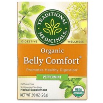 트레디셔널메디시널 벨리 컴포트 페퍼민트 28g 16티백 Traditional Medicinals Belly Comfort Peppermint, 1팩