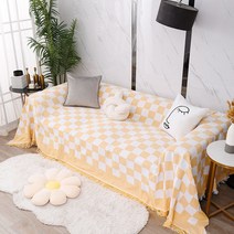 소파 타월 풀커버 소파 타이 스타일 소파 커버 타월 흑백 바둑판 게샤 출시, 색깔1, 180*180Cm대형싱글소파