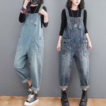 티티웍스 여성용 데님 멜빵 점프수트