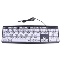 USB 유선 PC 컴퓨터 게임 게임 키보드 높은 대비 대규모 인쇄 흰색 키, 은