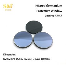 적외선 열 화상 온도 측정을위한 S & F 8-12um AR/AR D20/25/40/50mm 게르마늄 창 Ge Windows 렌즈, 25mm-ar-DLC, 2mm