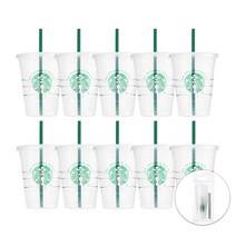 스타벅스 콜드컵 일회용컵 그란데 사이즈 16oz(473ml) 빨대 포함 파티컵, 1팩, 10세트