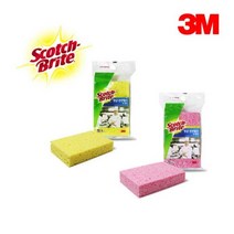 쿼카스마켓 3M 셀룰로우즈 천연 펄프 수세미 x 3개, 핑크