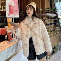 안나리야 카라 양털 뽀글이 더플 떡볶이 숏 코트 자켓 점퍼 SY