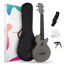 Enya Nova U Pro EQ 우쿨렐레 테너 사이즈·카본 일체 성형 일렉트릭 쿠렐레 킷 AcousticPlus 픽업 첨부 부속품:우쿨렐레 케이스 스트랩 카포 플로로 카본 교체 현(블랙 Black)