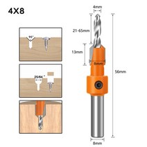 목공 기계 공구 공방 목공 가죽공예 초음파 액세서리 생크 카운터 싱크 라우터 비트 세트, 4mmx8mm