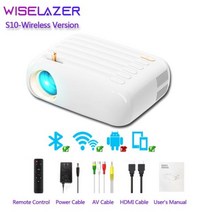 샤오미빔프로젝터WISELAZER 새로운 S10 휴대용 WIFI 영사기 소형 똑똑한 지원 4K HD 영화 영사기 100 인치, Wireless version_미국 플러그