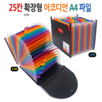 탱스토어 25칸 확장형 아코디언 A4 파일, 덮개형, 1개, 랜덤