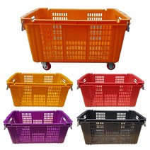 [카트모아] 이사바구니 바퀴장착가능 운반상자 다양한색상 두께감있어 튼튼합니다, 바퀴장착, 보라색, 1개