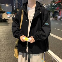 남성 오버 핏 자켓 빅 사이즈 코트 바람막이 용 후드 재킷 2022 봄버 재킷 용 윈드 브레이커 지퍼 봄 가을 느슨한 카고 재킷 캐주얼 스포츠웨어