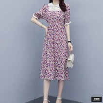 가바바 여성 빅사이즈 원피스 동글카라 잔잔꽃잎 롱원피스 G50449