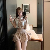 [흔훤국제] 반팔 와이셔츠 치마 리본블라우스 하복여름 우정룩 걸그룹 댄스의상