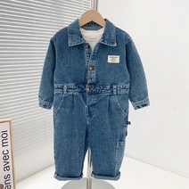 슈슈아리 리키 데님 점프 수트 유아동 키즈 남아 여아 청슈트 멜빵 긴팔점프수트