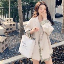 위위브렌 여성용 봄가을 캐주얼 긴팔 오버핏 자켓
