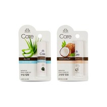 밸먼 CARE 립밤 4.1g 1+1 알로에 코코넛 스트로베리 입술보습 영양 케어, 코코넛향 1개, 알로에향 1개