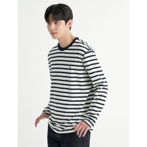 [빈폴] 네이비 싱글 코튼 스트라이프 티셔츠 (BC2741C01R)