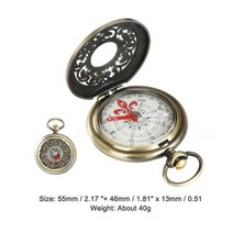 청동 쉘 캠핑 하이킹 포켓 나침반 휴대용 레트로 플립 커버 야외 활동을위한 휴대용 중공 나침반 탐색, Bronze