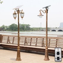 들랑달랑 2.5m 태양광 정원등 가로등설치 전기 열주 육각 수목투사등(리모콘 포함)A형, D.2.5m 브론즈 싱글 플레어