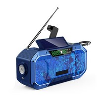 5000mAh 태양 라디오 핸드 크랭크 휴대용 수신기 AM/FM 야외 비상 LED 손전등 보조베터리 IPX5 방수 Hifi, 07 Dark Blue