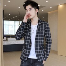 캐주얼 정장 남성 외 틀에 박힌 격자 편서 봄가을 얇은 슬림 단 멋진 숏 양복 상의 트렌드 2617728063