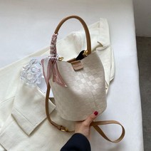 4컬러 스카프 체크 동글 토트 핸드 숄더 백