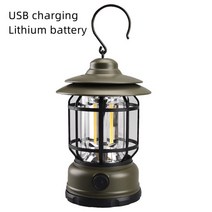 골제로 쉐이드 감성캠핑 램프 조명 레트로 COB 캠핑 텐트 램프 휴대용 랜 턴 USB 충전식 LED 홈 장식 빛 여, [03] USB charge green