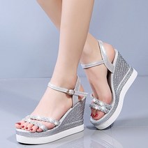 ZZJJC 샌들녀 일자단추 송편슈즈 플랫 웨지 큐빅 매치녀신발